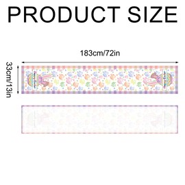 Egg Bunny Easter Table Runner, 72x13in Watercolor Happy Easter Spring Table Runner Tablecloth Burlap Seasonal Holiday Table Decoration for Kitchen Dining Indoor Home Party Decor