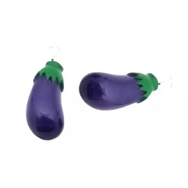 Team-Zebra Funky Earrings Novelty Jewelry Funny 3D Purple EGGPLANT DANGLE EARRINGS Novelty Veggie Food Charm Funky Jewelry