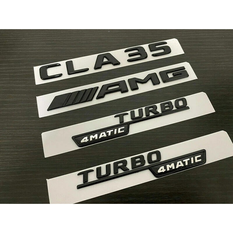 AMG Gloss Black CLA35 AMG TURBO 4MATIC replacement Badge Emblem