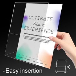 Zyghjort 8x10 Acrylic Picture Frame Set of 6, Clear Frameless Photo Frame Plastic Plug-in Vertical Sign Holder Desktop Floating Menu Display Stand for Home, School, Office, Restaurant