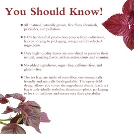 Soilmount Perilla Frutescens Tea,Organic Perillae Folium tea, 100% Natural (Perillae Folium/Zisuye/紫苏叶/자소엽) Non-GMO, Caffeine-Free,18 Bleach-Free Tea Bags