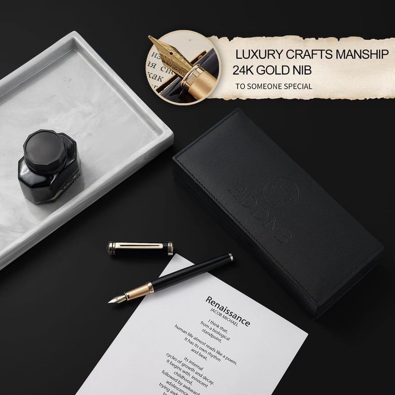 HDDNB Black Luxury Fountain Pen Set for Men and Women