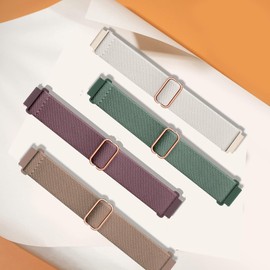 CUNUJIX 4 Pack Stretchy Watch Bands Compatible with 18mm Garmin Venu 3s/ Vivoactive 4s/ Venu 2s/ Vivomove 3s /Forerunner 255S /Forerunner 265S, Loop Nylon Elastic Fabric Strap for Women Men