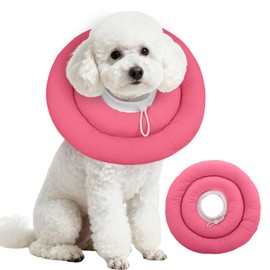 IDOMIK Dog Recovery Collar, Waterproof Soft Dog Cone After Surgery, Comfy Protective Elizabethan Collar Alternative for Dogs Cats, Adjustable Pet Neck Donut Cone Anti-Licking Biting Wounds,Rose,M