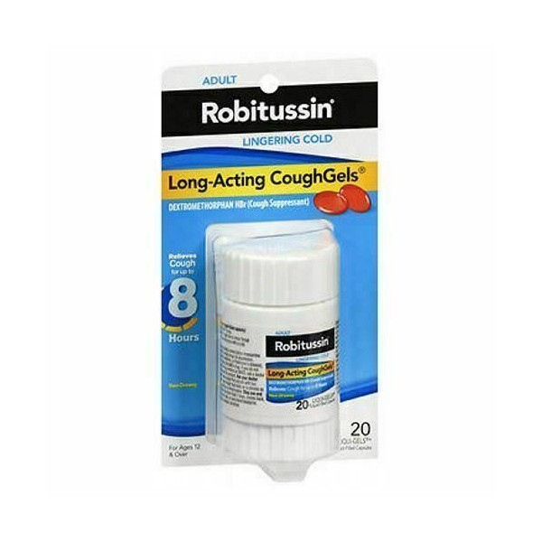 Robitussin Lingering Cold Long-Acting Coughgels 20 Each