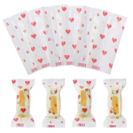 PENTA ANGEL Nougats Candy Bags 400Pcs Clear Plastic Caramels Gift Candy Wrappers Packing Bags Pouch for Christmas Theme Party Candies Making (Red Number & Heart)