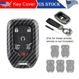 Unbranded For Chevy Silverado Suburban Tahoe Carbon Fiber Key Fob Case Cover + Keychain