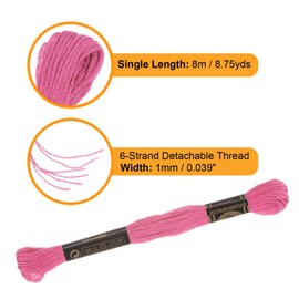 HARFINGTON 3pcs 12 Skeins Embroidery Floss 8.75yds(8m) Egyptian Long-Staple Cotton Cross Stitch Thread for Sewing DIY Bracelet Yarn String and Crafts, Peach Pink(63806)