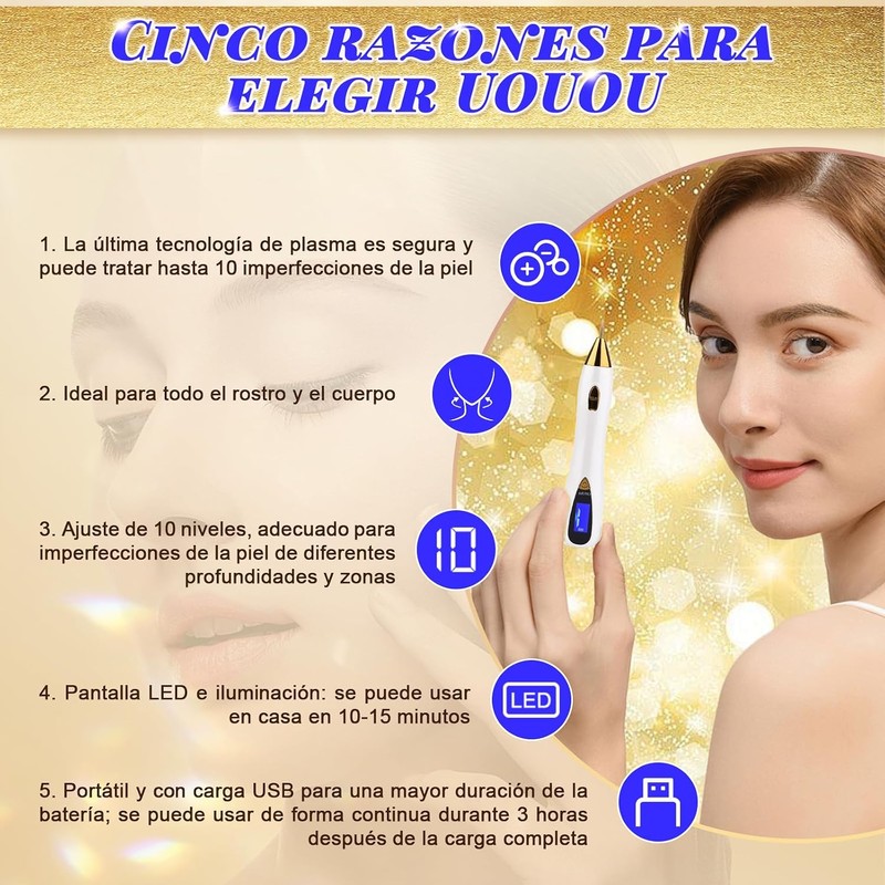 Plasma Pen Dispositivo de Belleza Para La Eliminación de Imperfecciones