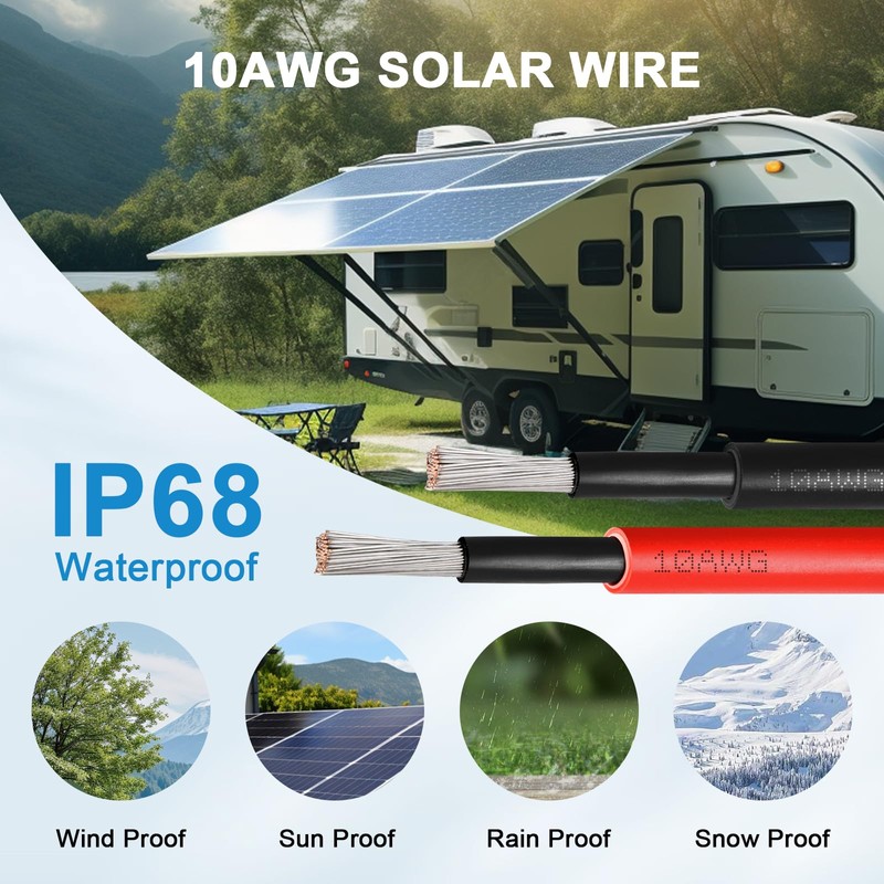 MOOKEERF Solar Pane Wire 10 AWG(6mm²) - Solar Extension Cable