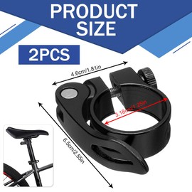 2 Pieces Bicycle Seat Clamp with Quick Release Aluminium for Folding Bike Mountain Bike Road Bike in Black (31.8 mm)