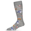 MeMoi Men's Embroidered Drums Rayon Crew Socks Med Gray Heather