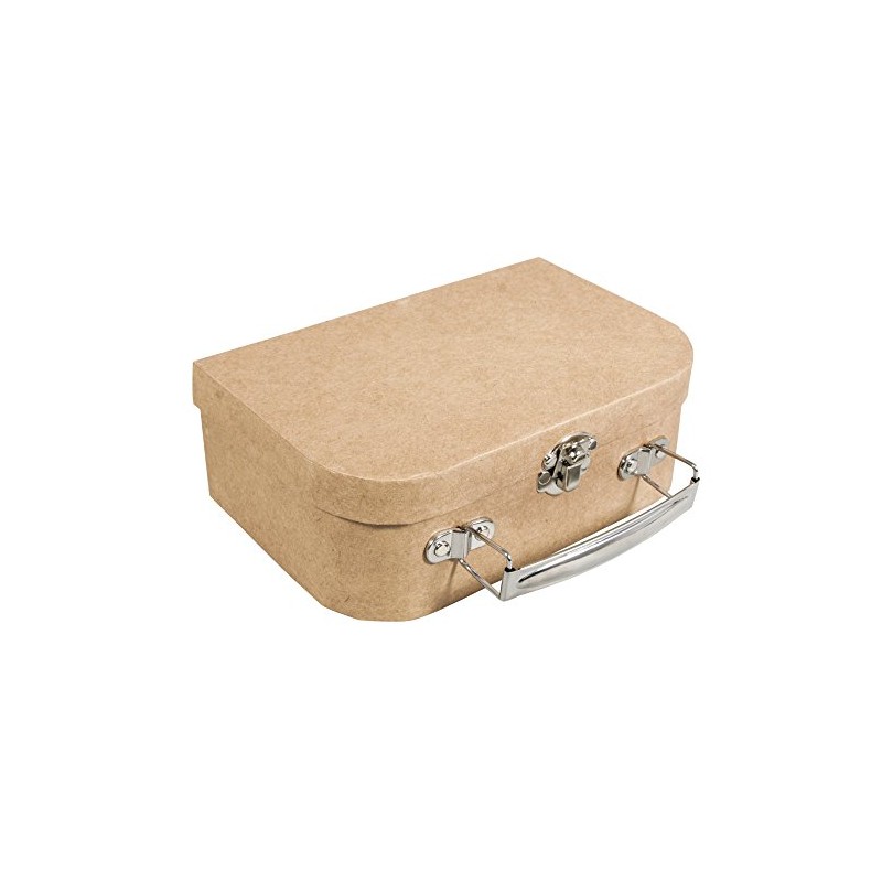 Rayher 67204000 Papier Mache Suitcase with Metal Handle, Sturdy Cardboard