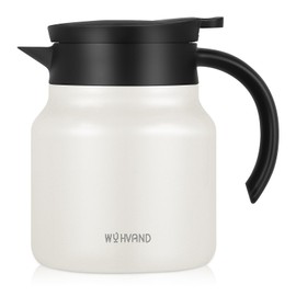 WYHVAND 27oz Thermal Coffee Carafe - Stainless Steel Insulated Carafe for Hot/Cold Liquids, Dustproof, Cream