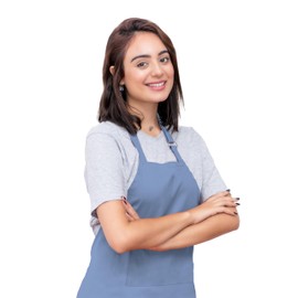 CALICOT Apron for women with Pocket 100% Cotton 27.50"x31.50" Adjustable Neck Strap & long ties Apron Men, Chef, Cooking - Gifts for Mothers day (Bel Air Blue, Pack of 2)