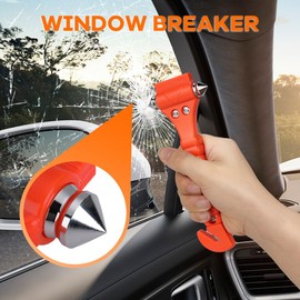 SINSEN Car Safety Hammer Set of 2 Emergency Escape Tool Auto Car Window Glass Hammer Breaker and Seat Belt Cutter Escape 2-in-1 for Family Rescue & Auto Emergency Escape Tools