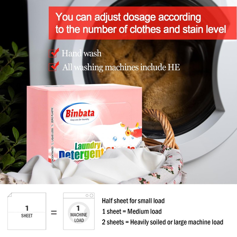 Binbata Laundry Detergent Sheets - Up To 128 Loads, Hypoallergenic,
