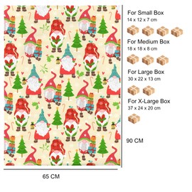 ARKRAFT Christmas wrapping paper for Christmas, 3 sheets, size 90 x 65 cm, FSC paper, plastic-free packaging, gnome