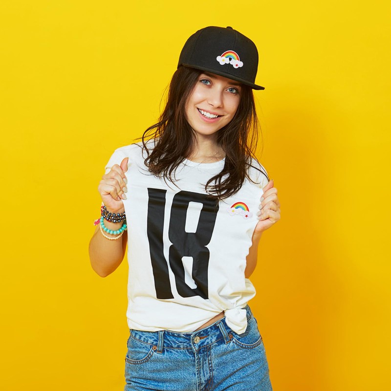 Luckforest 15 Pcs Rainbow Iron On Patches, Rainbow Cloud Embroidered