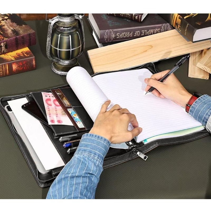 UPRESYE Zippered Padfolio Organizer, Leather Planner Binder, 12.9 Inch Portfolio