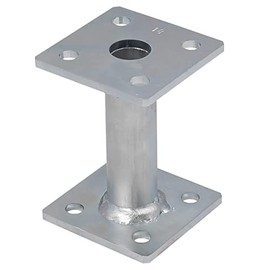 Heavy Duty Postfoot Silver Galvanised Post Base Support for Pergola Terrace Gazebo Connecting Wooden Posts with Concrete (80mm x 80mm x 200mm)