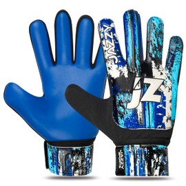 Jazzy Sports Soccer Goalie Gloves for Kids Boys Children Youth,Funky Football Goalkeeper Gloves Anti Slip 4mm Latex Palm Along with Durable Grip & Double Wrist Protection (Navy Blue, Size 7)