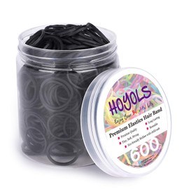 Pequeñas bandas de goma para lazos de pelo, elásticas, mini trenzas para bebés y niñas, pelo grueso, sin daños por HOYOLS, Talla M Negro 3/4"