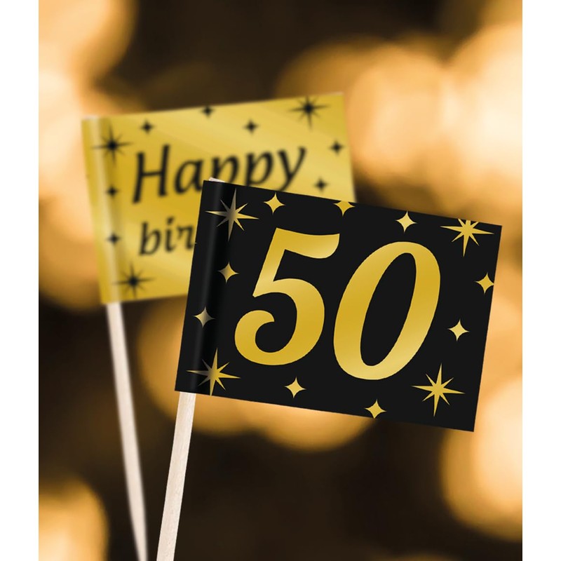 PD-Party 7031616 Cocktail Picks, Gold, Black