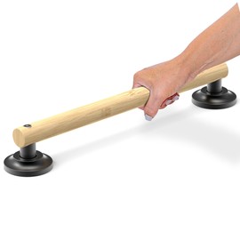 AquaChase Natural Bamboo Grab Bar for Bathroom & Toilet, ADA Compliant Balance Assist Handrail for Handicap and Seniors, 16in Matte Black