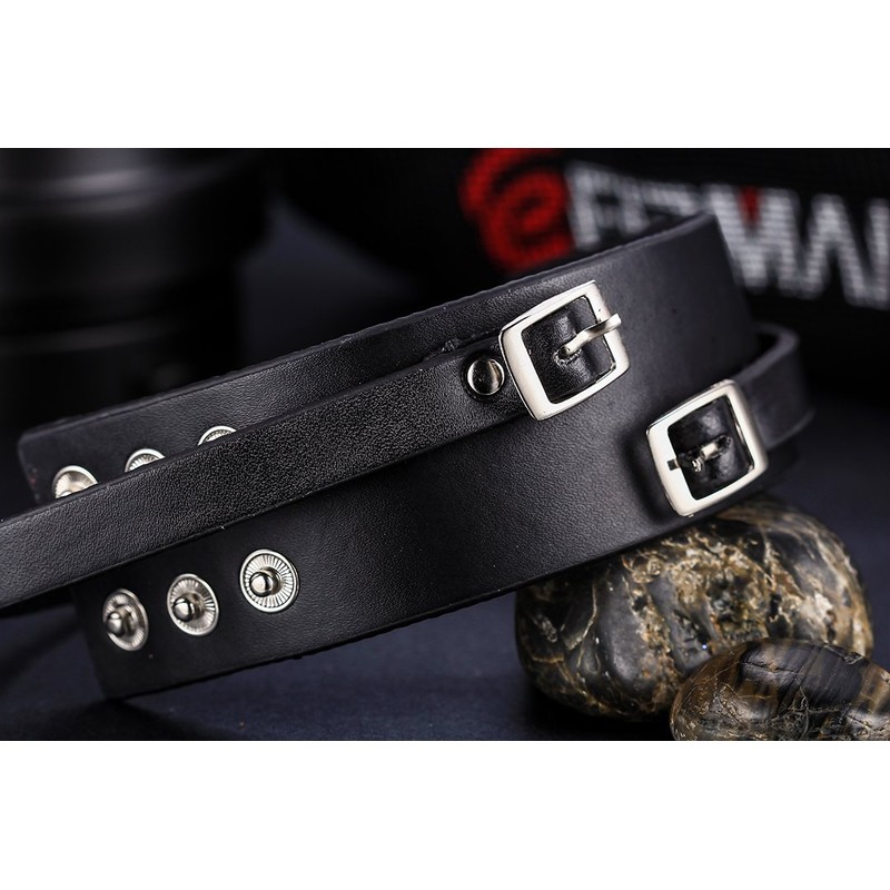 JewelryWe Wide Strap Leather Cuff Wrap Gothic Wristband Bracelet -
