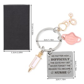 Gosknor Schlüsselanhänger als Anerkennung für Krankenschwestern, Edelstahl Krankenschwestergeschenk für Frauen Lustige Injektionsmaske zum Tag der Krankenschwestern Erntedankfest Geburtstag