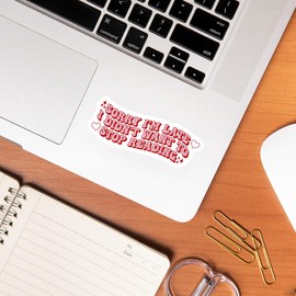 3PCS Sorry I’m Late I Didn’t Want to Stop Reading Sticker Funny Gift for Him, Husband, Boyfriend, Dad, Co-Workers, Hard Hat Helmet, Waterproof Vinyl, 3in