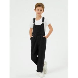 Haloumoning Kids Boys Adjustable Strap Denim Bib Overalls Elastic Waistband Inside Jean Overall 4-14 Years