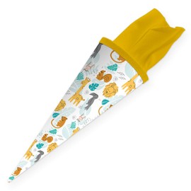 itenga sibling school cone - 35 cm, animals, animal pattern, gift packaging, school cone, sugar bag, felt closure, children / adults