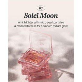 Glint Marble Highlighter (Solei Moon, 0.08oz) - Korean Skin care Inspired Baked for Smooth, Radiant Glow, Long-Lasting Wear,. Enriched with Micro Pearl Particles and Moisture-Baked Formula.