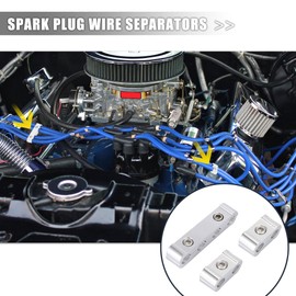 X AUTOHAUX 4 Set 8mm Car Engine Spark Plug Wire Separator Looms Divider Organizer Clamp Aluminum Alloy Silver Tone