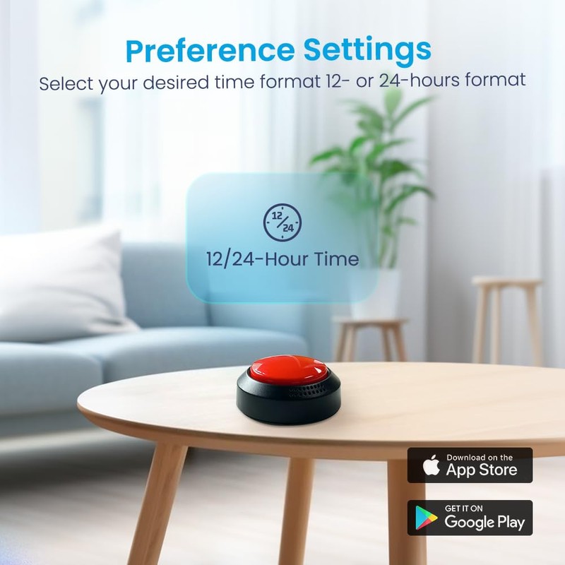 TimeVocalist Extra Large Talking Alarm Clock Button,One-Touch Use and Optional