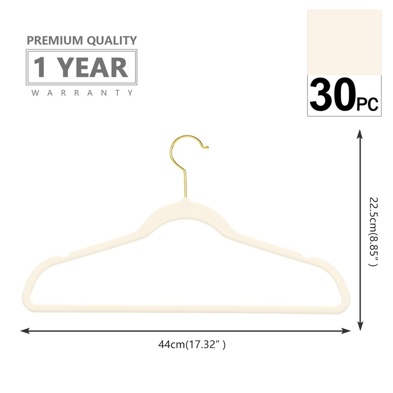 MIZGI Premium Velvet Hangers Pack 30 Pcs Heavyduty - Non