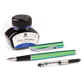 Diplomat Traveller Funky Green Fountain Pen Set, Metal Fountain Pen Set with Writing Ink and Converter, Writing Set
