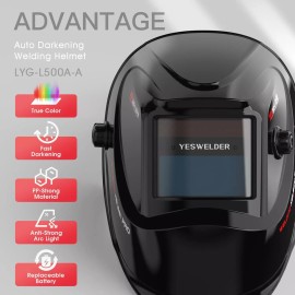 YesWelder True Color Auto Darkening Welding Helmet/ Mask/ HOOD-Shade 4, 9-13