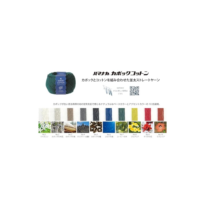 Hamanaka 3398 Hand Knitting Wool Kapok Cotton Medium Size COL.