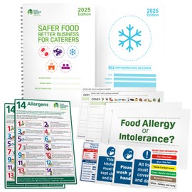 Safer Food Better Business 2025, including Food Hygiene Record Book Pack and Kitchen Safety Signs, Comprehensive Food Safety Book Kit for Caterers Restaurants and Takeaways