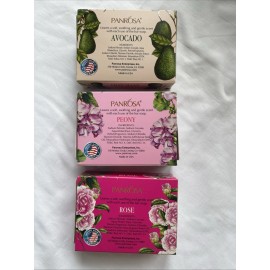 Panrosa {Lot of 3} Essential Oil Bar Soap by Panrosa - Peony Gentle Rose Avocado Scents