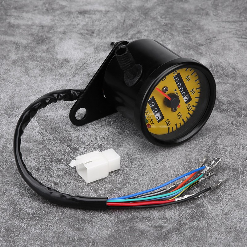 60mm Motorcycle Odometer Speedometer Gauge with Indicator Black