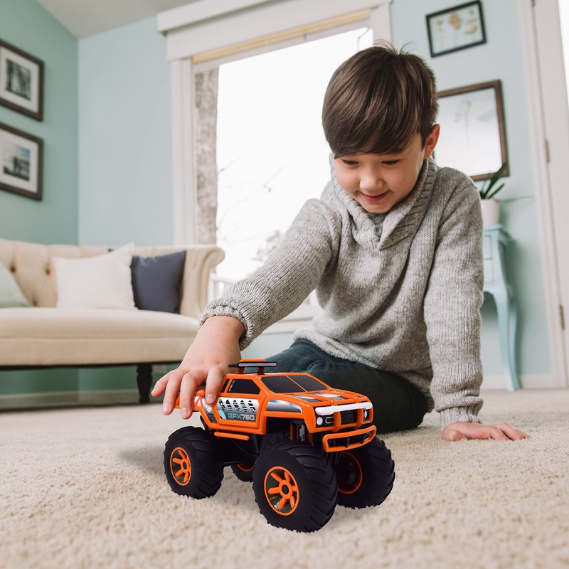 Monster Truck with Lights & Sounds, Motorized Orange Truck for