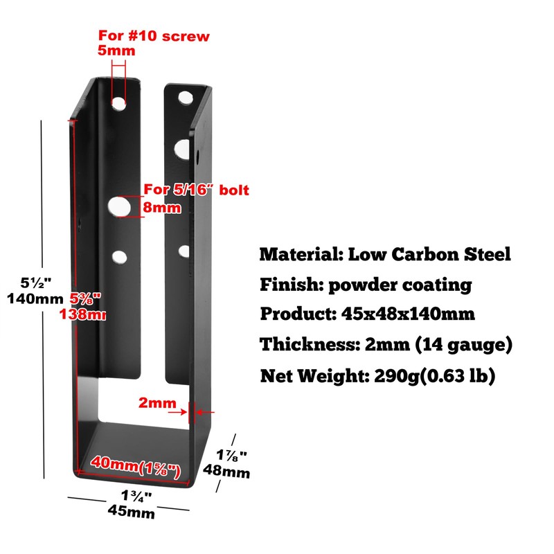 GBGS 6 Pack 2x6 Concealed Joist Hanger,14 Gauge(2 mm),Concealed-Flange Joist