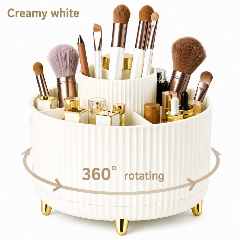 Rotating Makeup Brush Holder Organizer for Vanity Storage – 360°