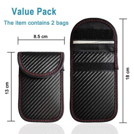 2 Pack Faraday Bag for Car Key Fob,Kitmate Premium Faraday Bag Key Fob Protector,RFID Signal Blocking, Anti-Theft Pouch, Anti-Hacking Case Blocker (Carbon Fiber Texture)