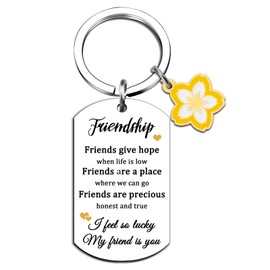 Lelekdo Valentines Day Gifts for Friends Friendship Gifts for Women Ture Friendship Gift for Women Bestie Soul Sister Unique Gifts for Women Long Distance Best Friend Keychain Cut Flower Keychain