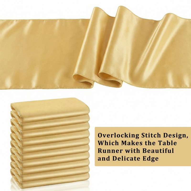 Jeffbaubl 10 Pack Gold Table Runner, 12 x 108 Inch